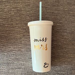Kate spade drink tumbler with straw for bride to be